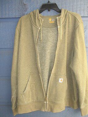 Carhartt Men's Gray Full Zip Hooded Solid Fleece Cotton Blend Hoodie relaxed fit